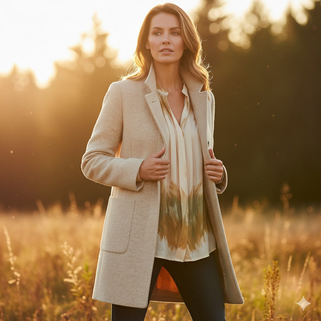 Alexandra -  Damesjas met hoge kraag